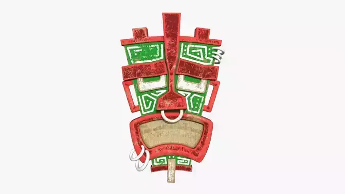 Tribal Mask I07 Red Green - Costume Character Design Low-poly 3D model