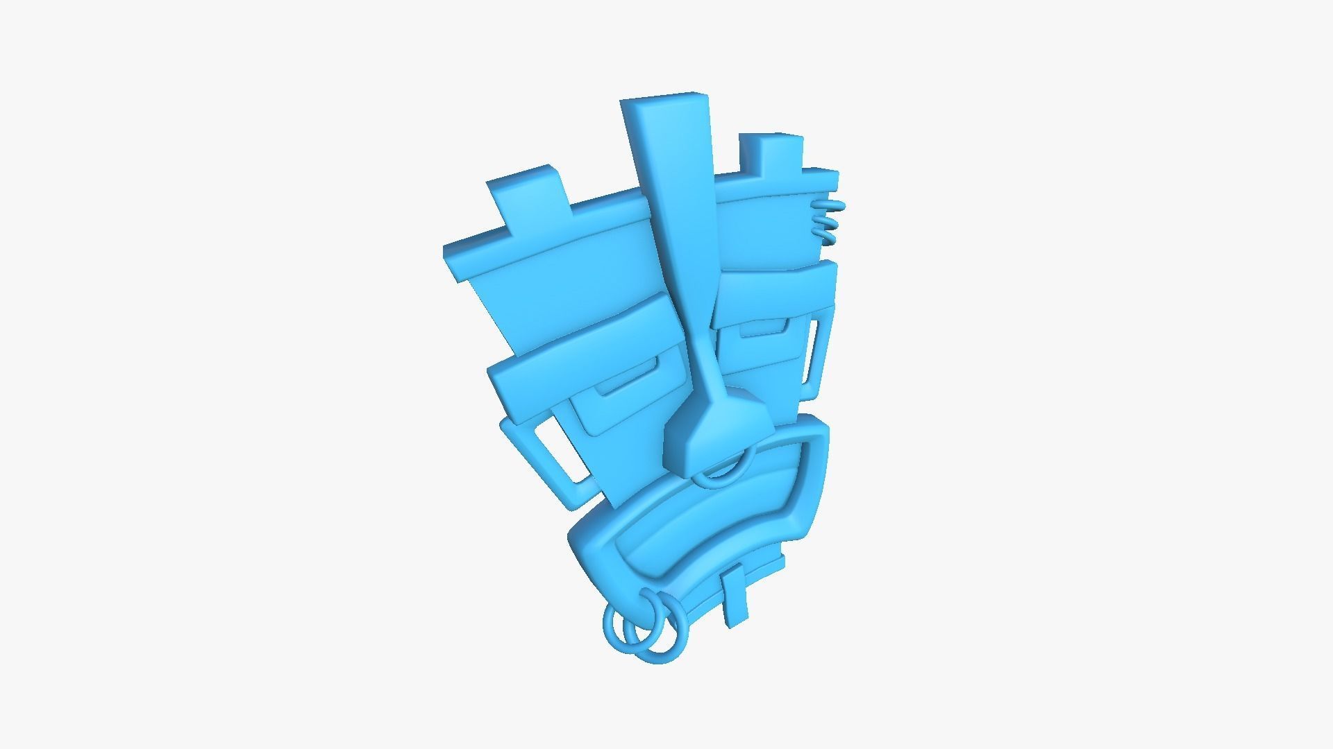 Tribal Mask I07 Red Green - Costume Character Design Low-poly 3D model_10