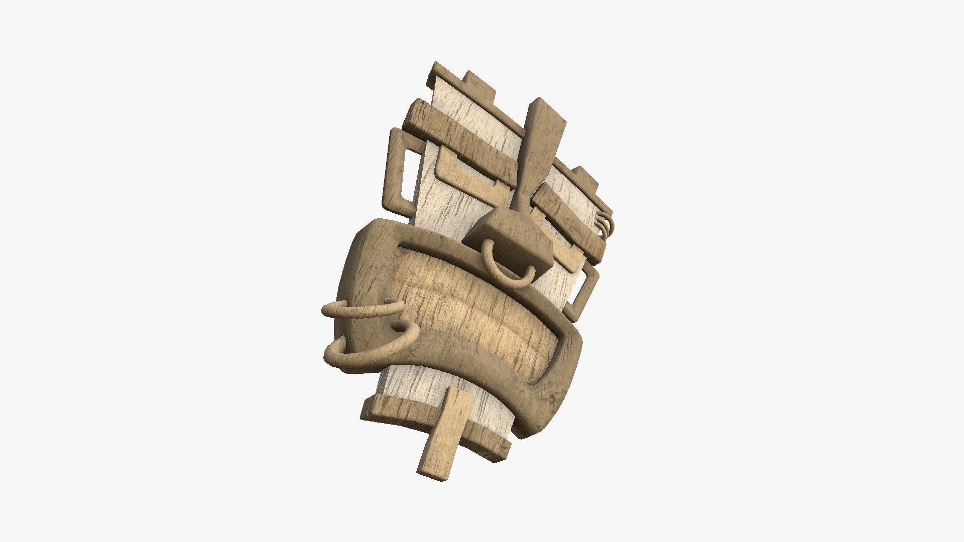 Tribal Mask I08 Full Wood - Costume Character Design Low-poly 3D model_4