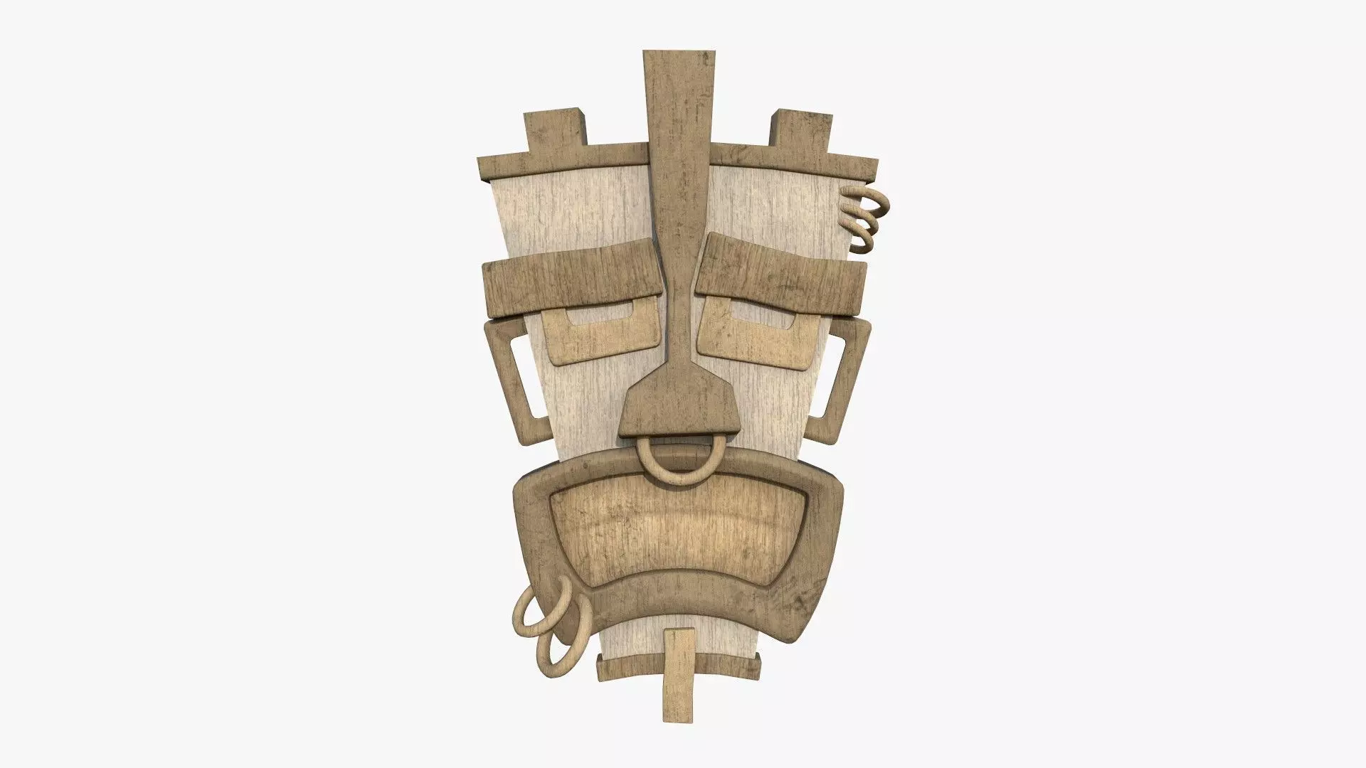 Tribal Mask I08 Full Wood - Costume Character Design Low-poly 3D model_0