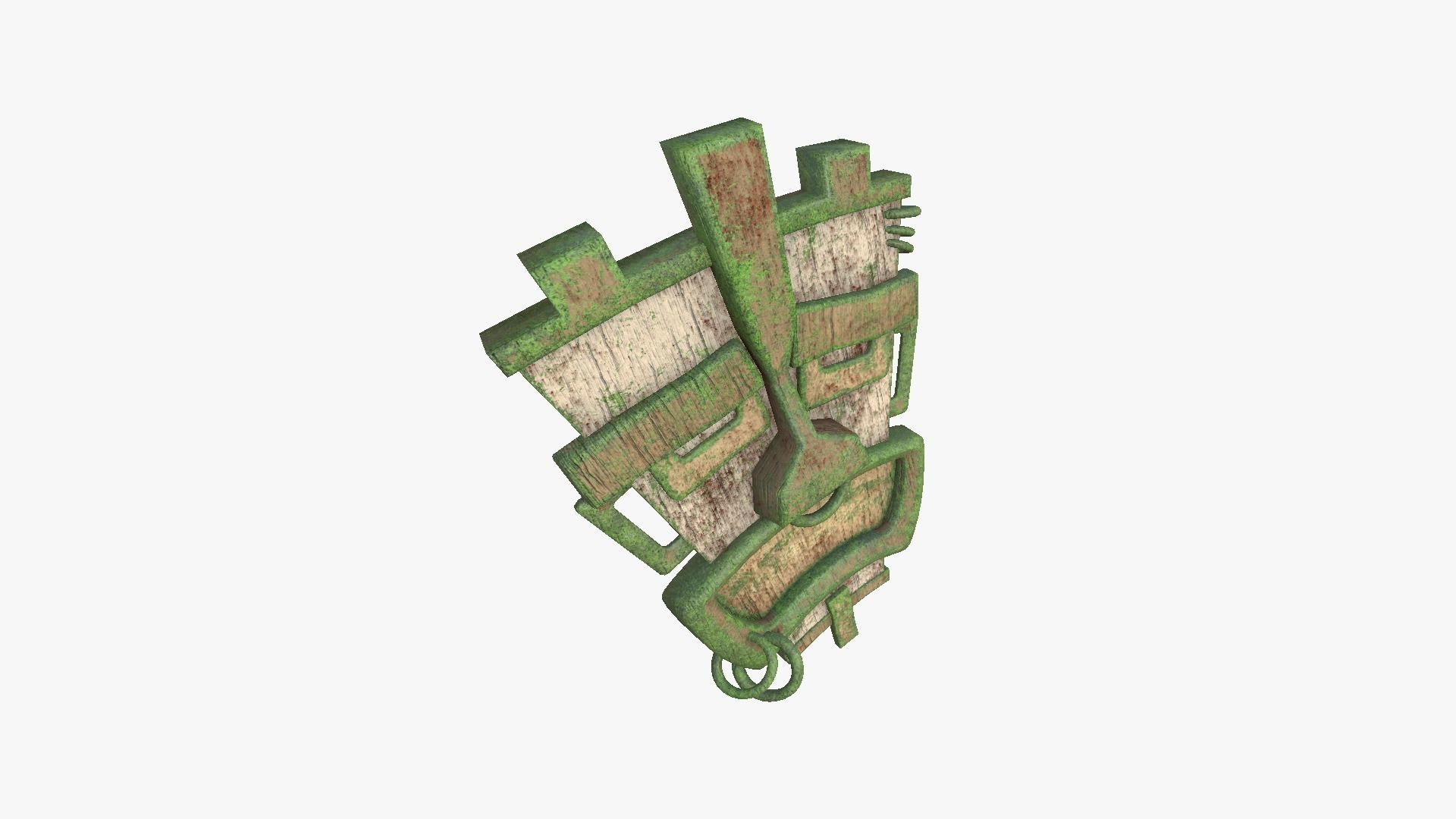 Tribal Mask I09 Wood Mud - Costume Character Design Low-poly 3D model_3