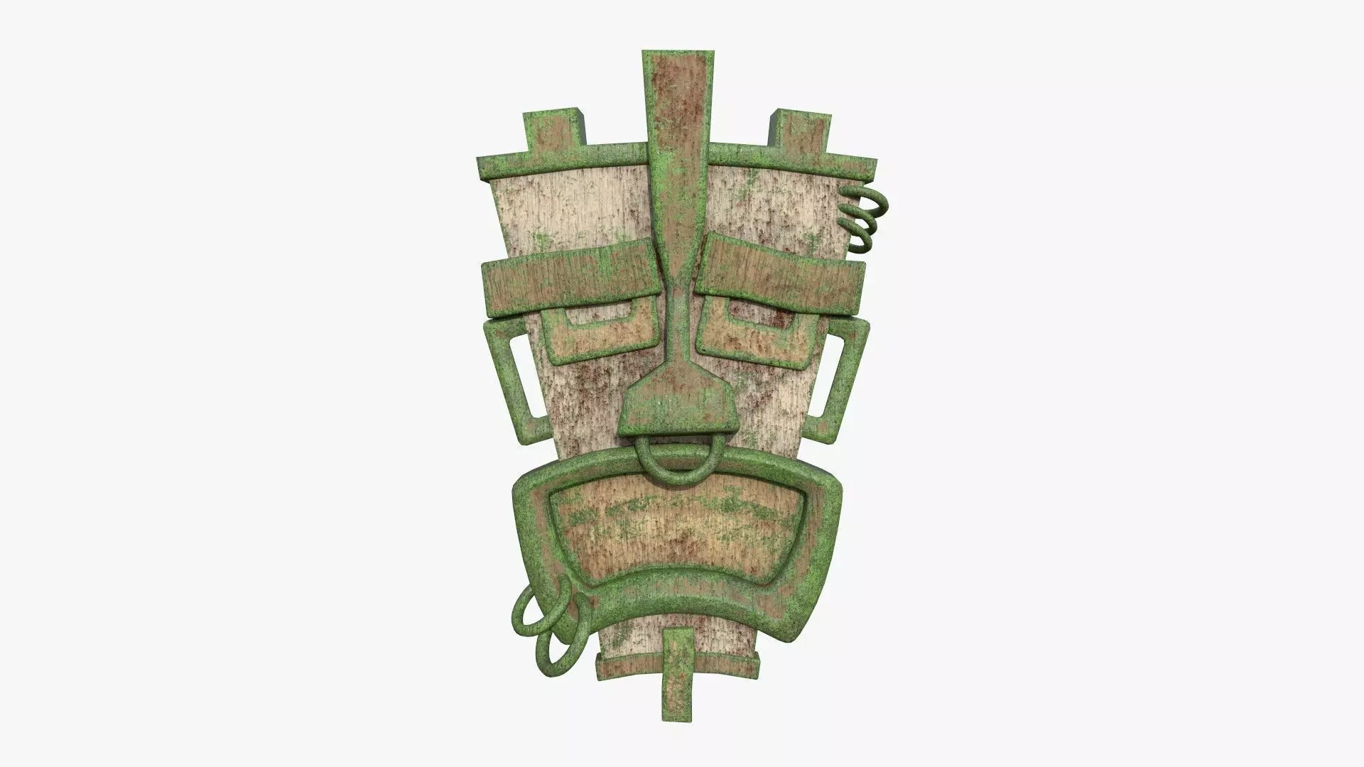 Tribal Mask I09 Wood Mud - Costume Character Design Low-poly 3D model_0