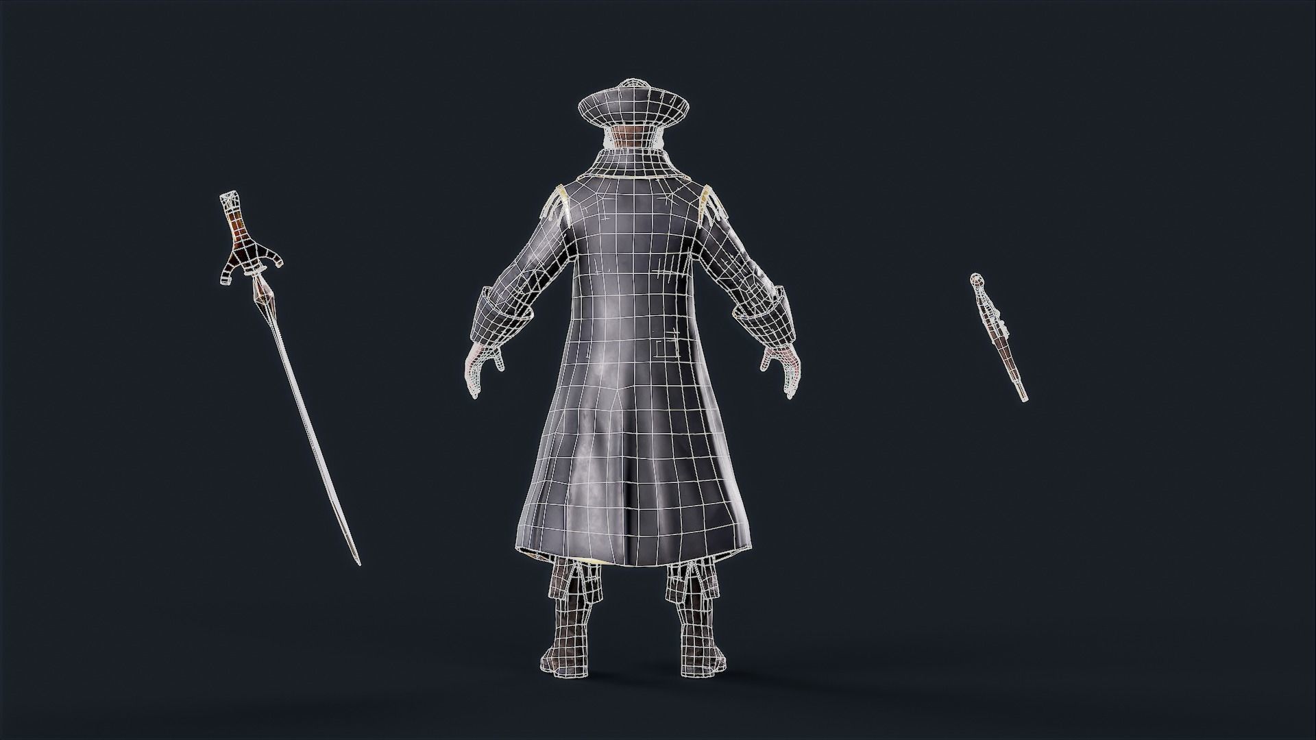 Pirate Captain Low-poly 3D model_12