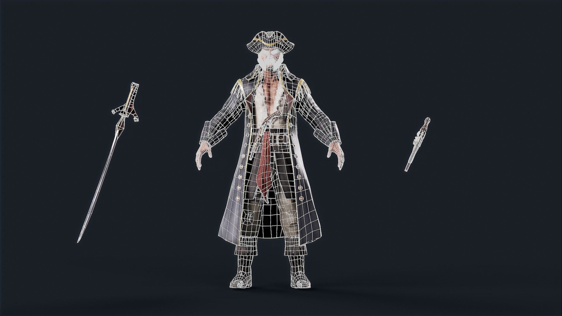 Pirate Captain Low-poly 3D model_10