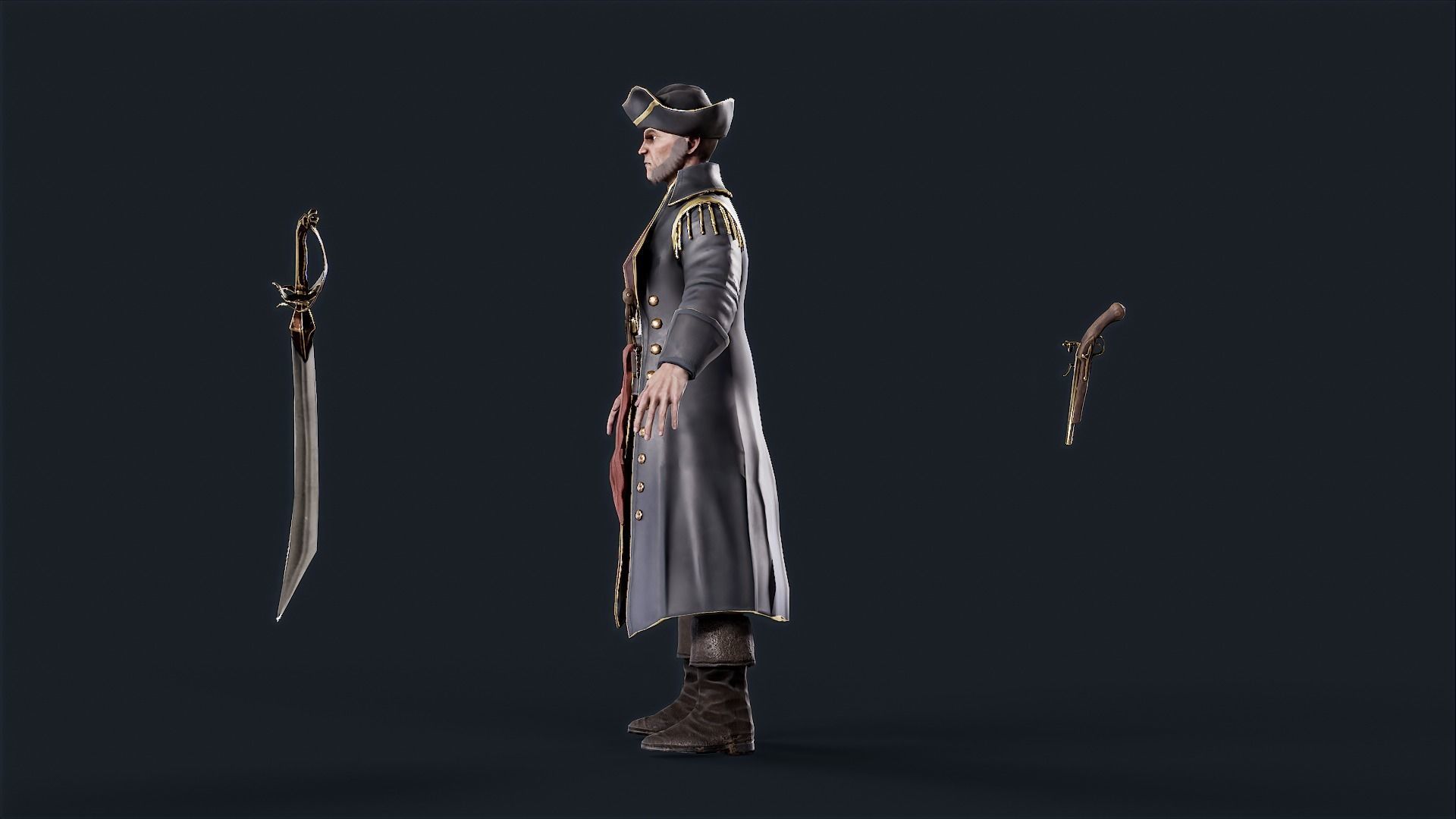 Pirate Captain Low-poly 3D model_7