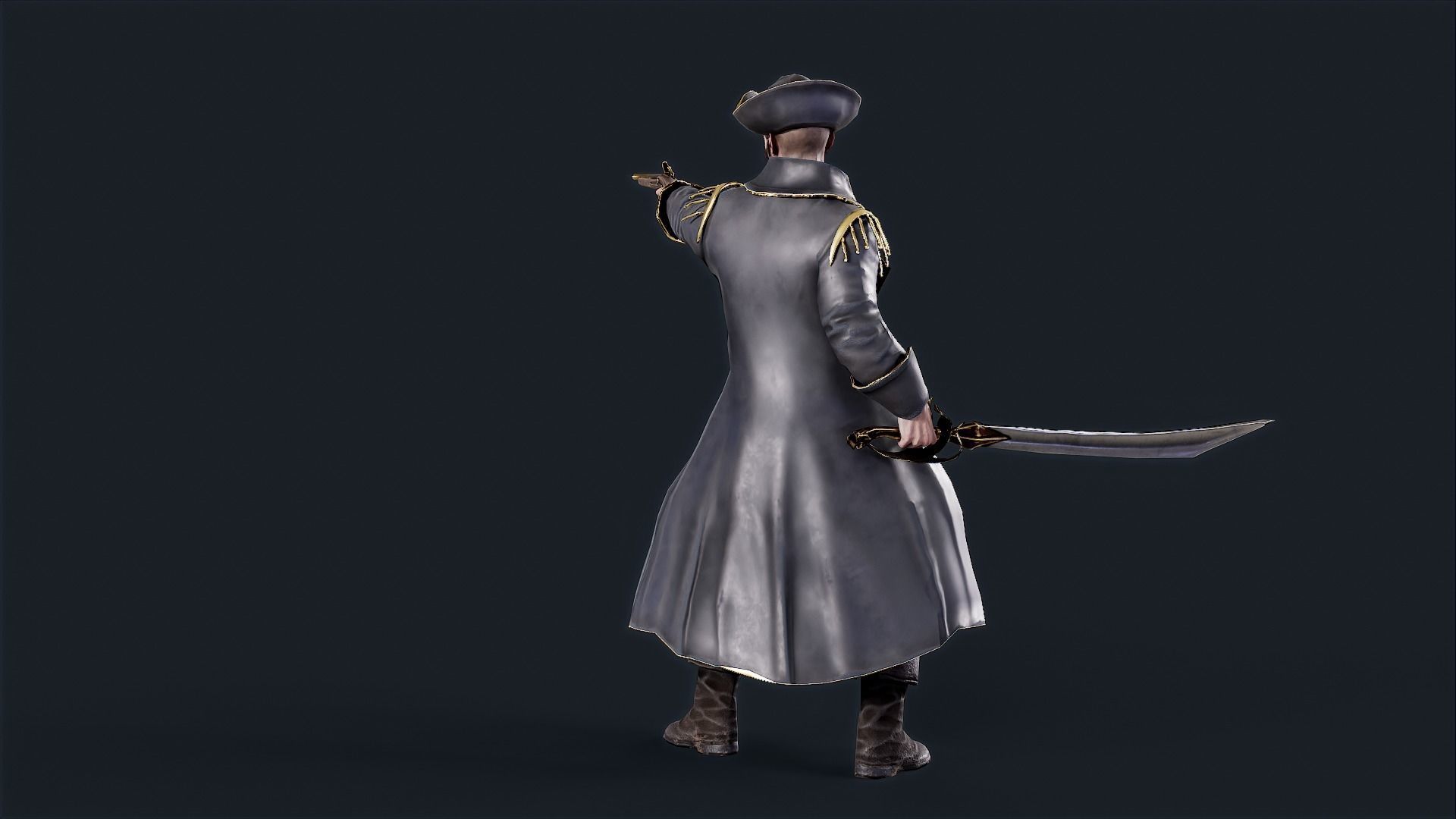 Pirate Captain Low-poly 3D model_5