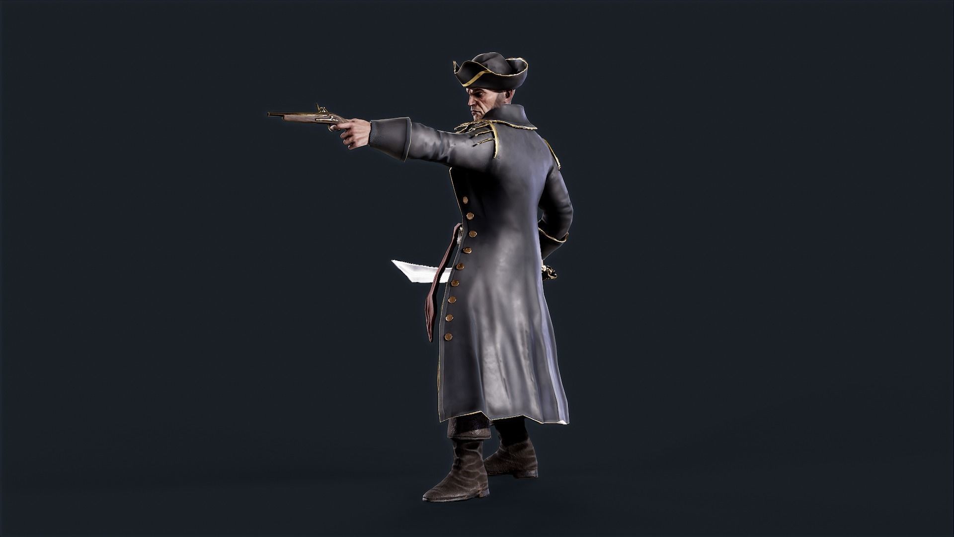 Pirate Captain Low-poly 3D model_3