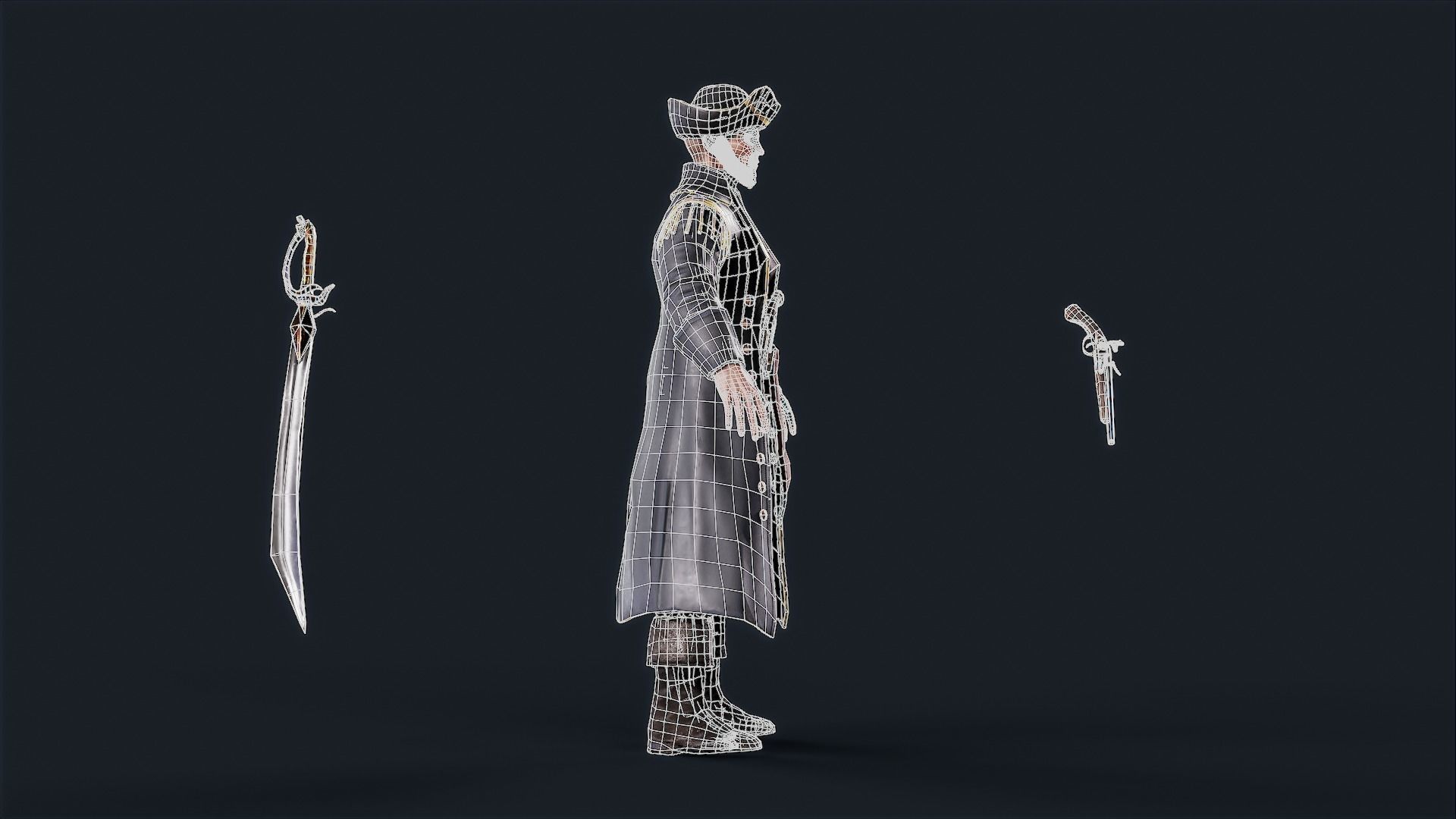 Pirate Captain Low-poly 3D model_13
