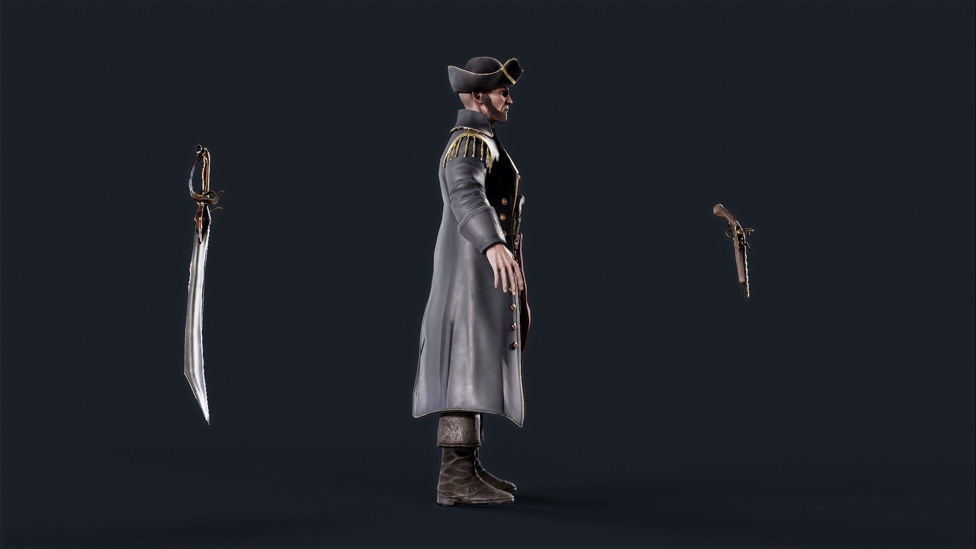Pirate Captain Low-poly 3D model_8