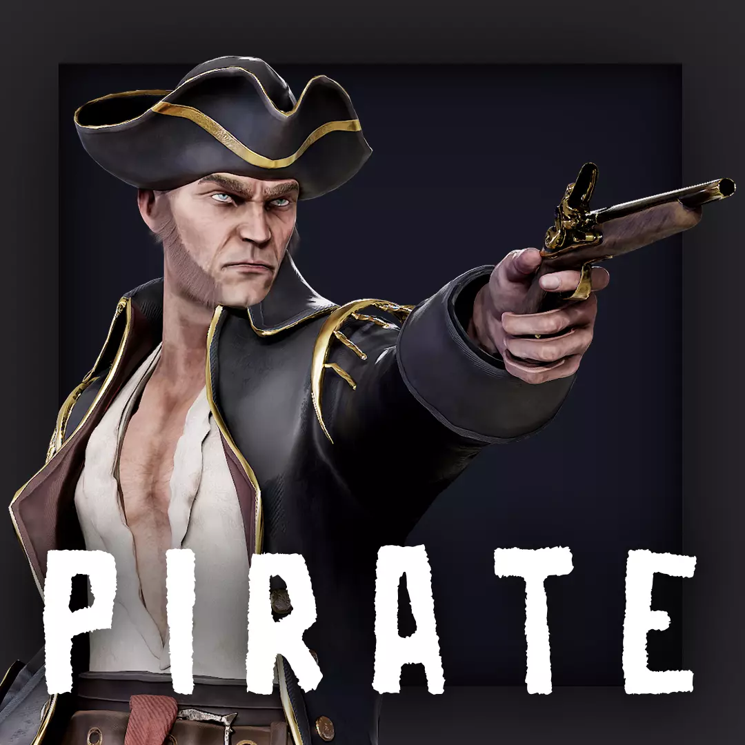 Pirate Captain Low-poly 3D model_0