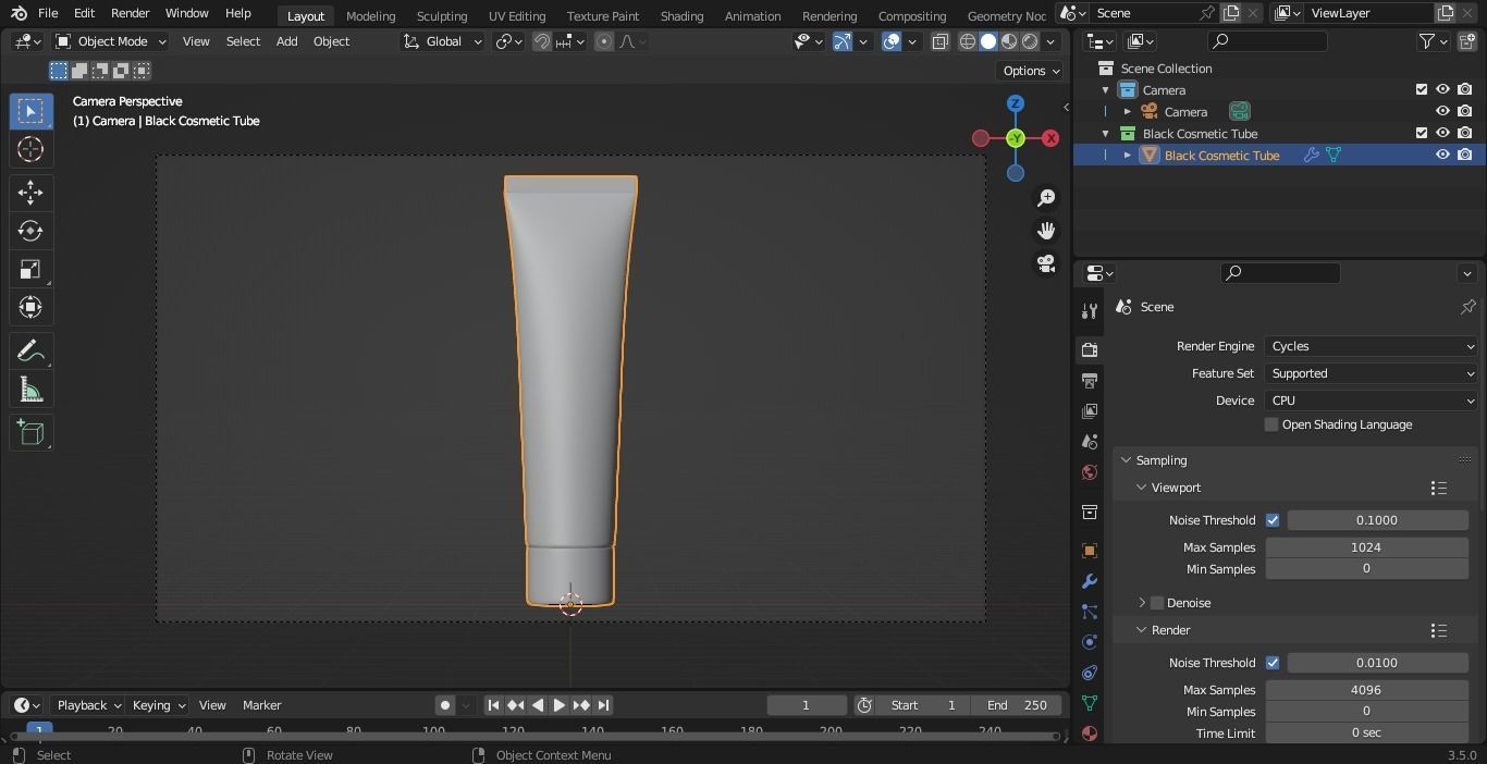 Black Cosmetic Tube 03 3D model_10