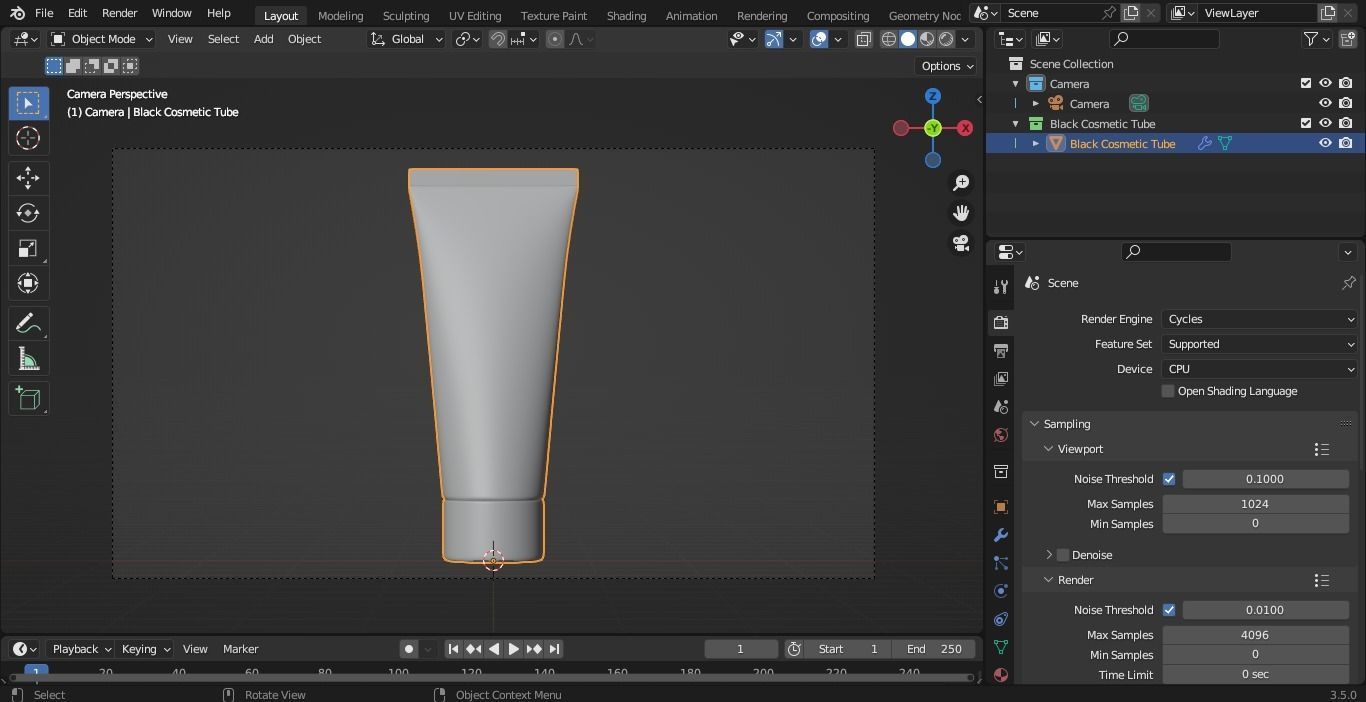 Black Cosmetic Tube 04 3D model_10