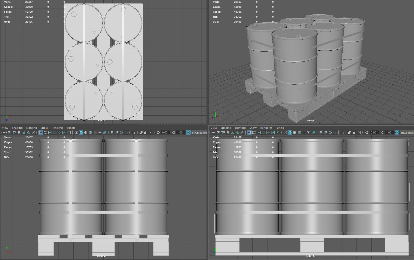 Radiactive Barrels on a Pallet Low-poly 3D model_6