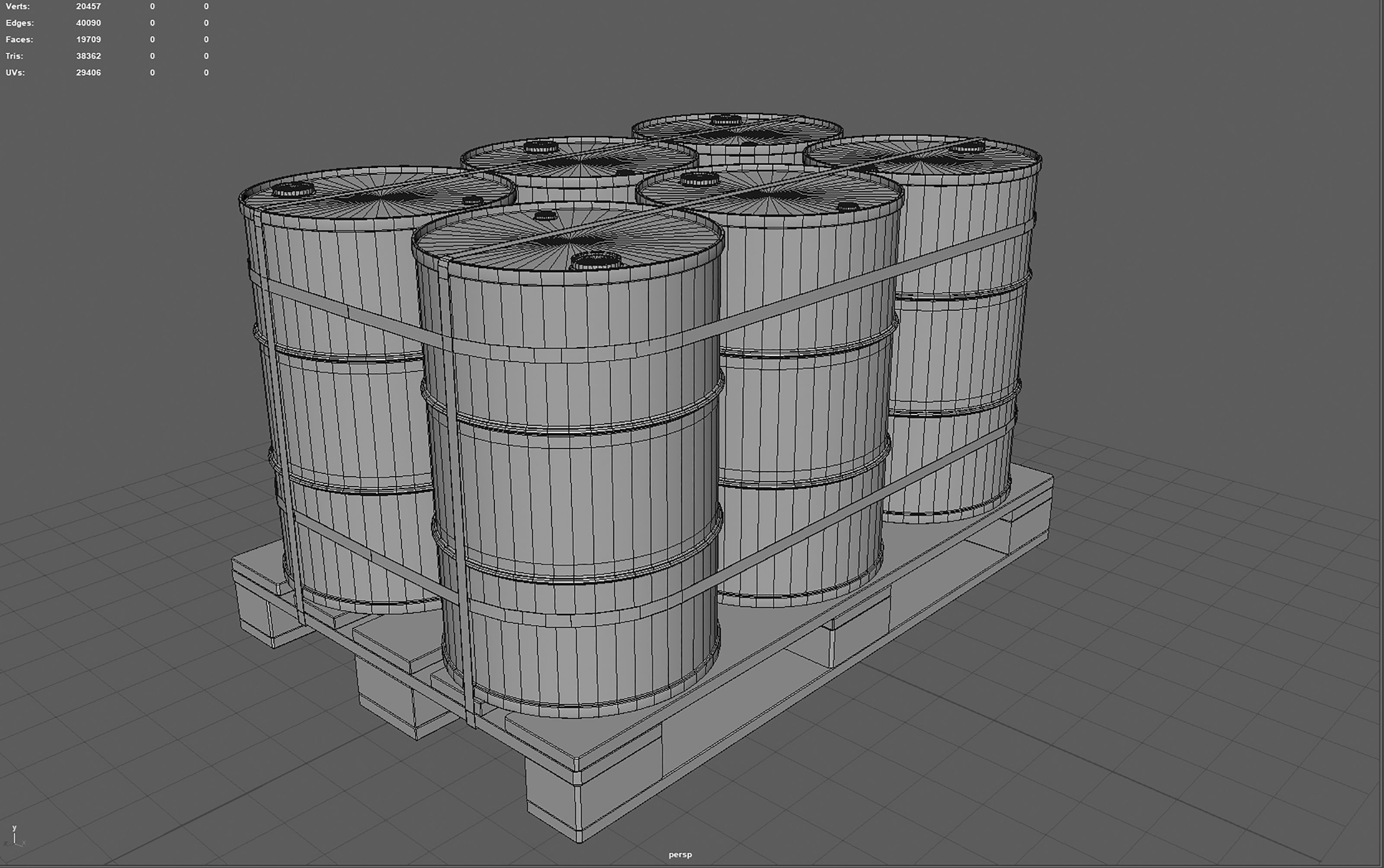 Radiactive Barrels on a Pallet Low-poly 3D model_12