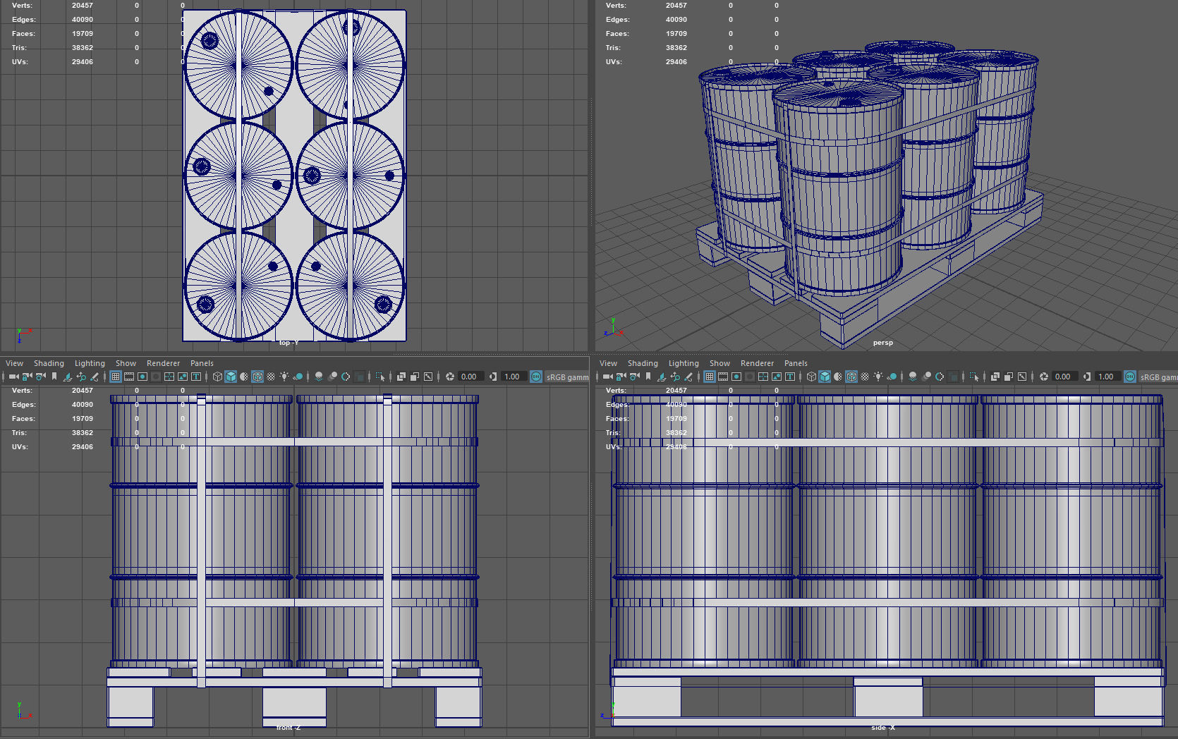 Radiactive Barrels on a Pallet Low-poly 3D model_7