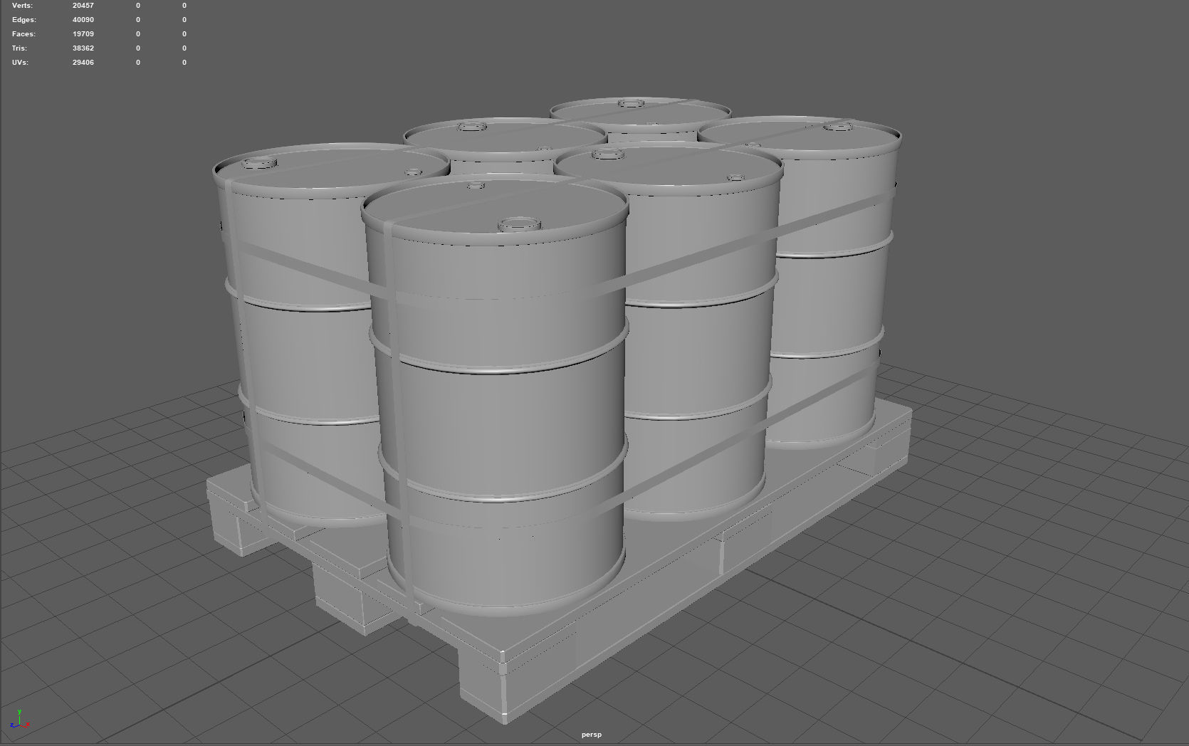 Radiactive Barrels on a Pallet Low-poly 3D model_3