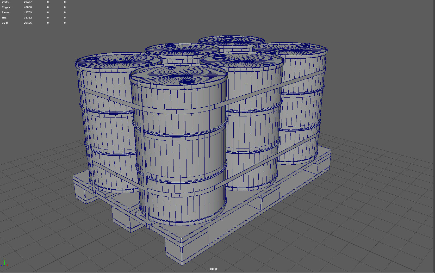 Radiactive Barrels on a Pallet Low-poly 3D model_4