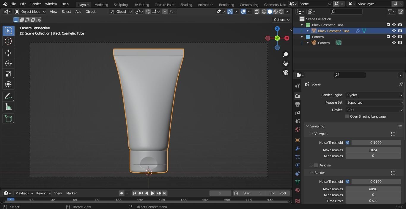 Black Cosmetic Tube 05 3D model_10