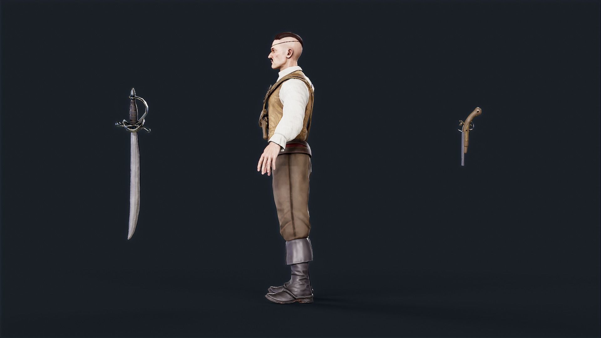 Pirate 3 Low-poly 3D model_8