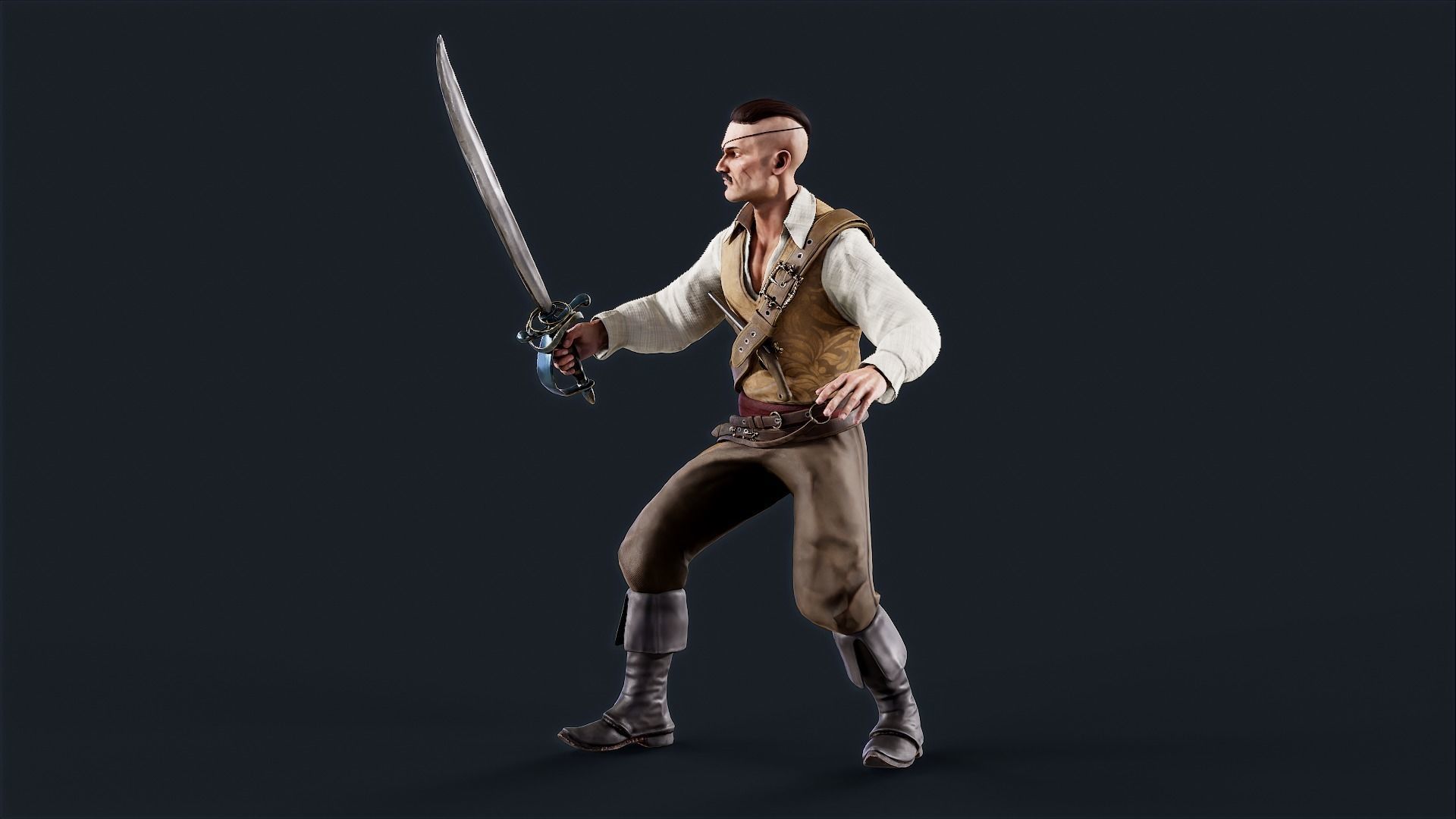 Pirate 3 Low-poly 3D model_3