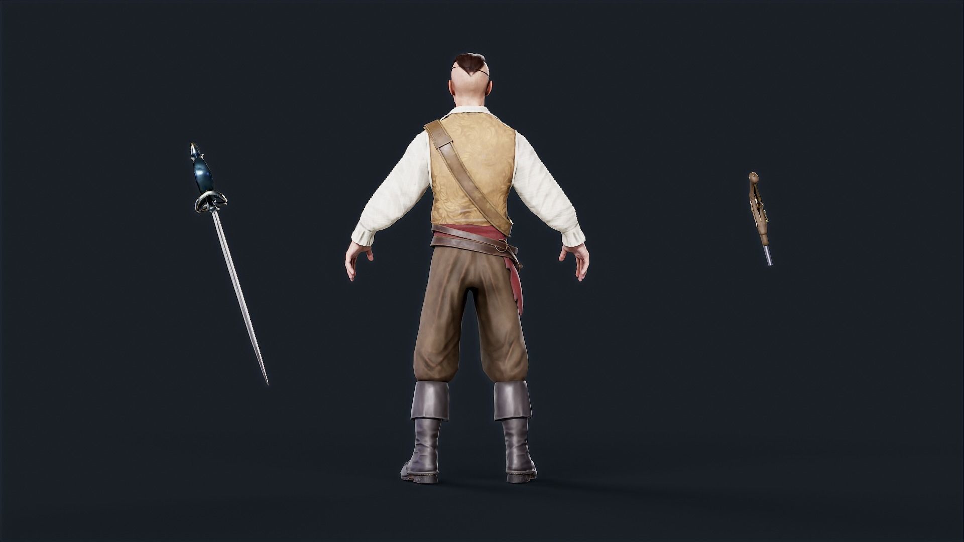 Pirate 3 Low-poly 3D model_7
