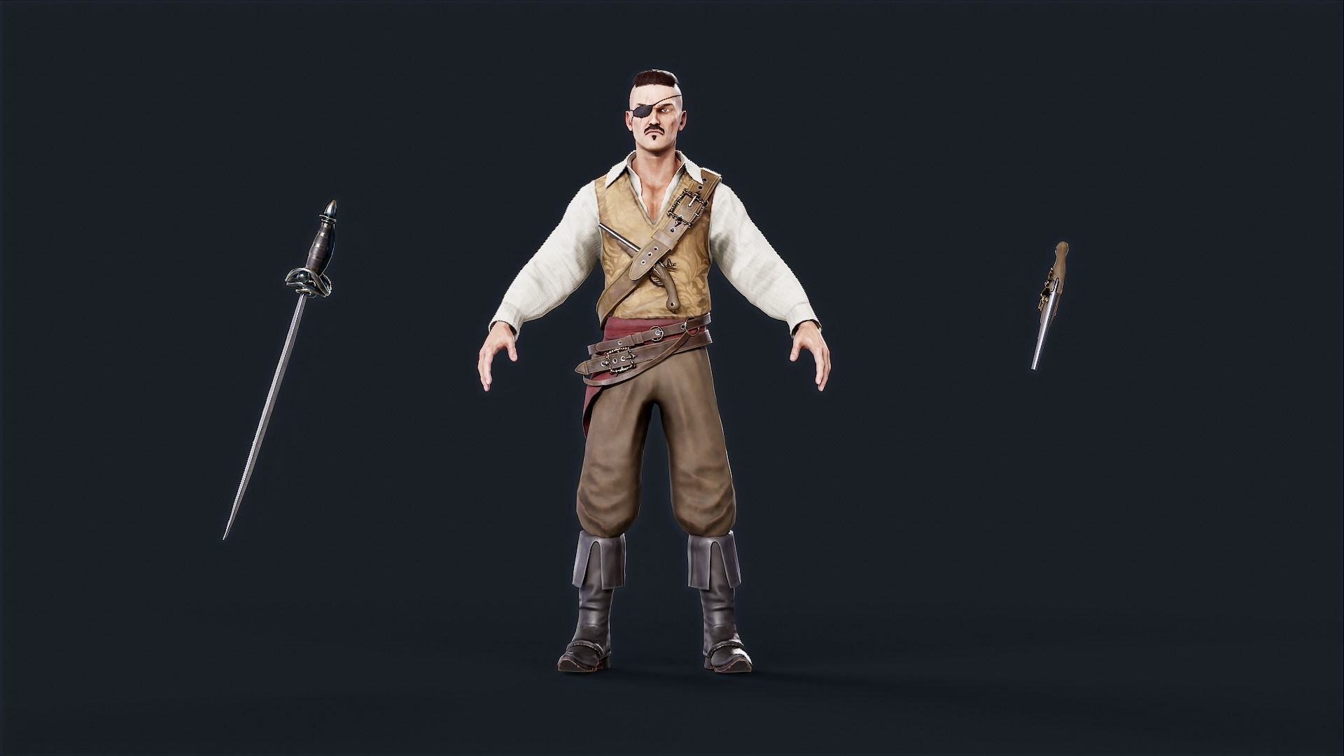 Pirate 3 Low-poly 3D model_6
