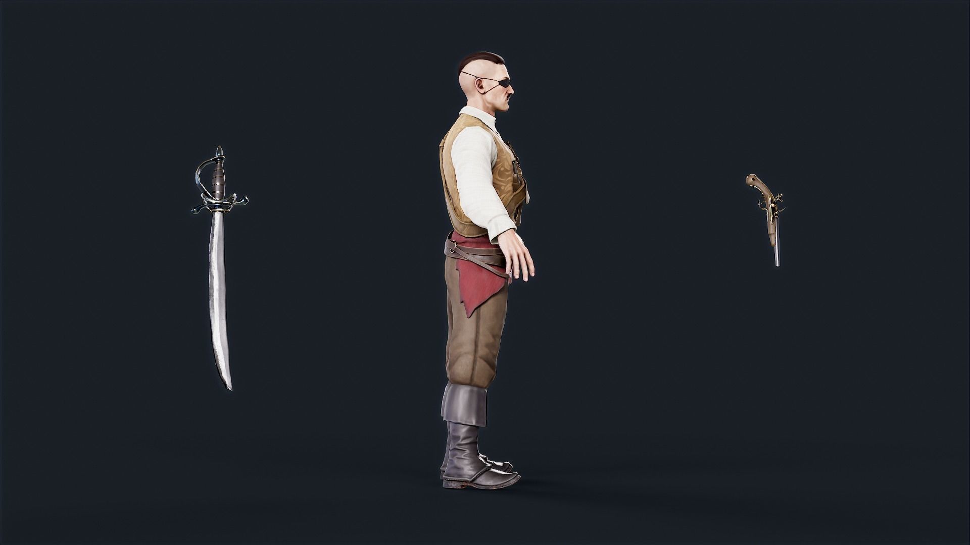 Pirate 3 Low-poly 3D model_5