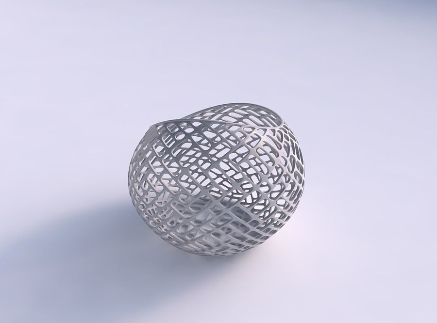 Bowl skewed and twisted with lattice tiles 3D print model_0