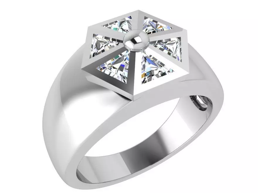 Hectagonal Diamond Ring 3620 Free 3D print model