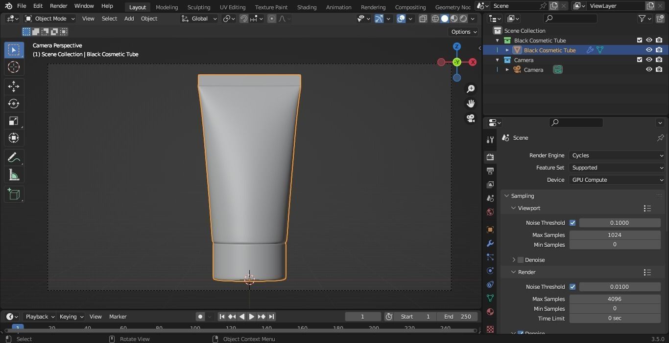 Black Cosmetic Tube 06 3D model_10