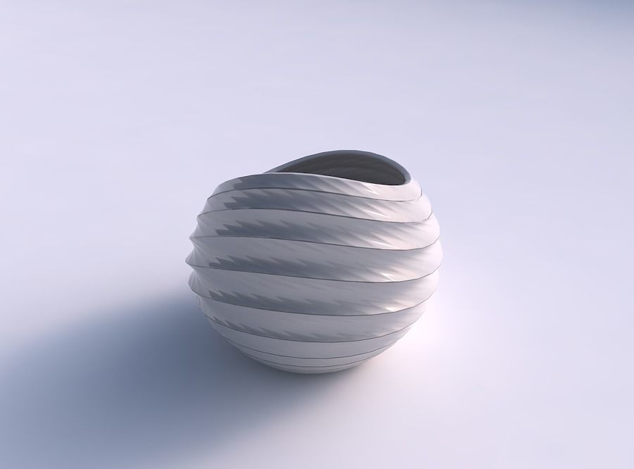 Bowl skewed and twisted with horizontal dents and twisted dia... 3D print model_0