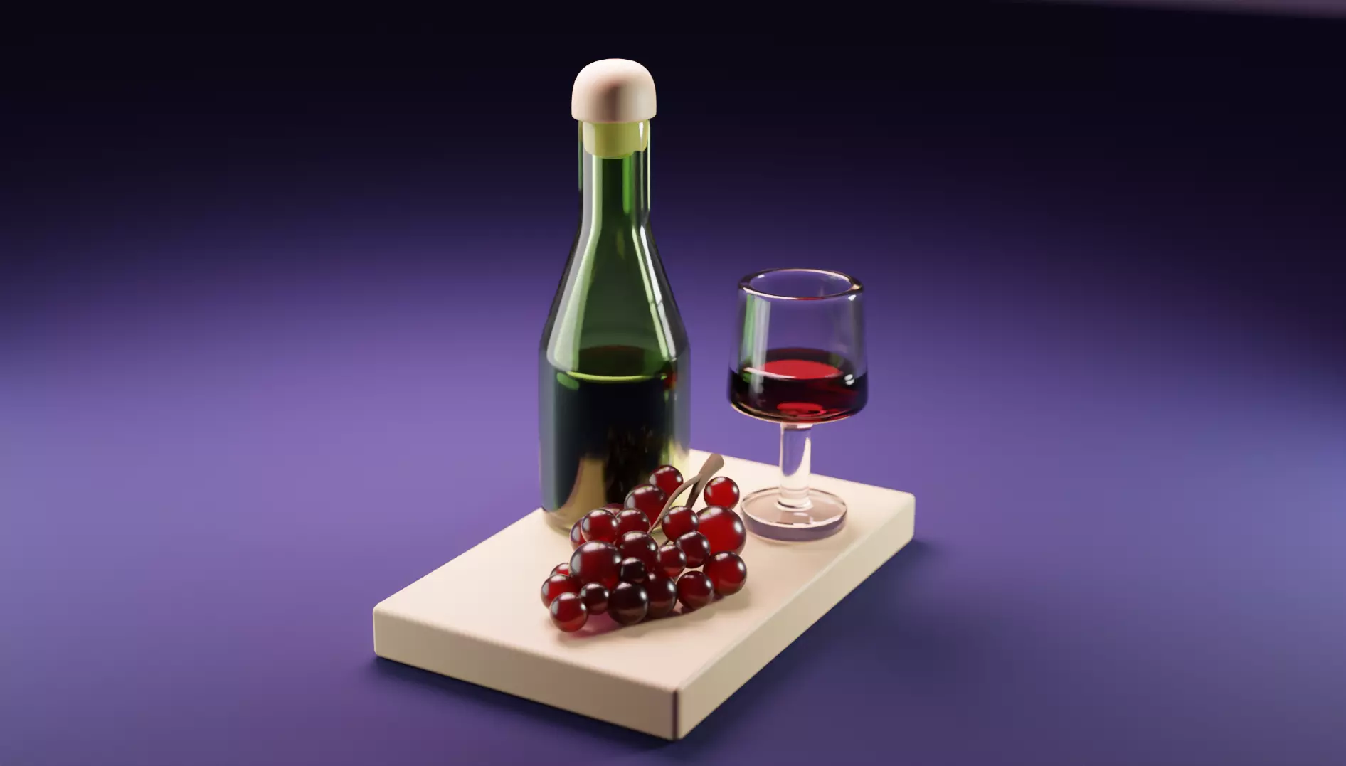 wine and grapes Free 3D model