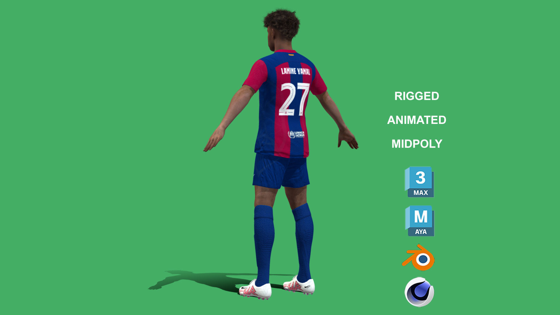 3D Rigged Lamine Yamal Barcelona 2024 3D model_10