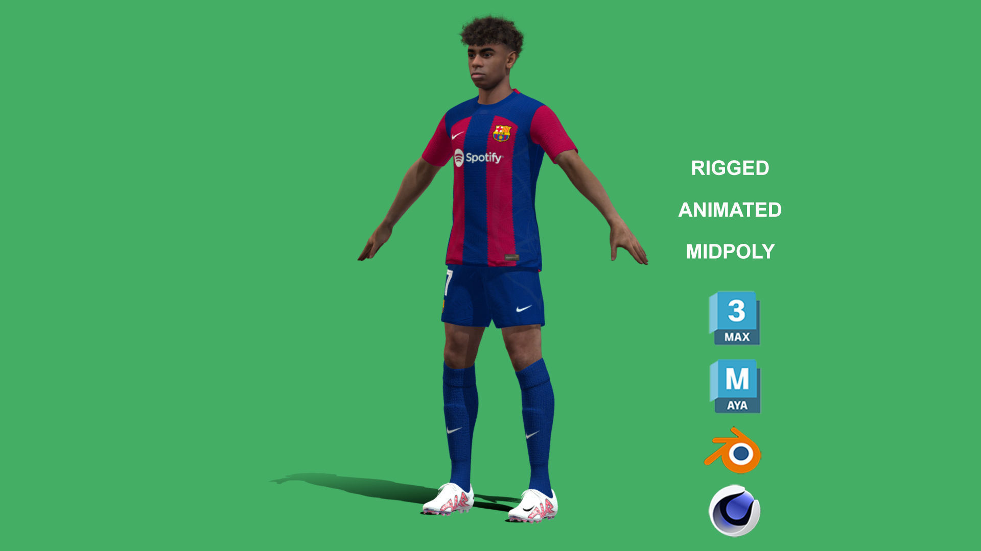 3D Rigged Lamine Yamal Barcelona 2024 3D model_12