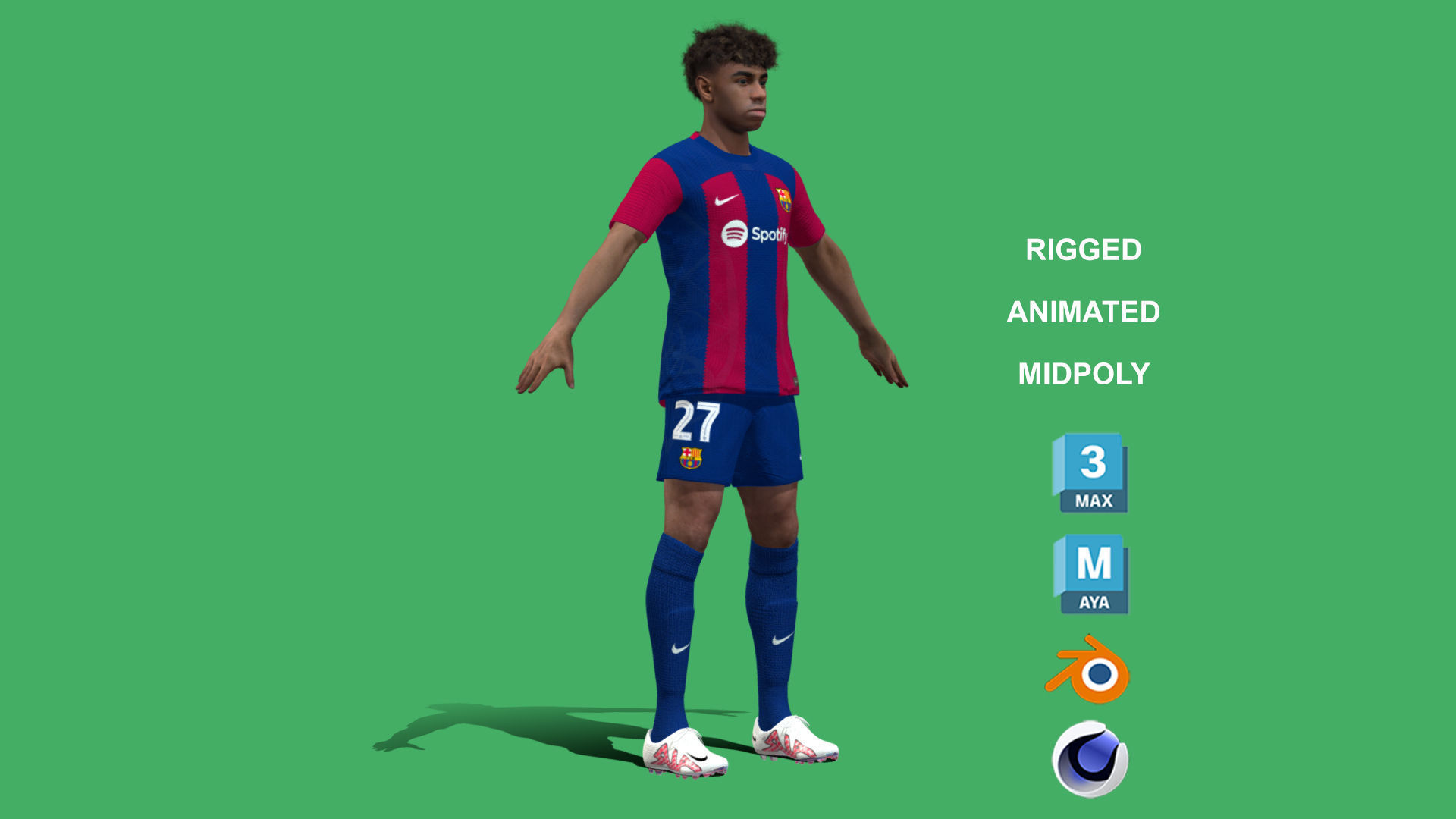 3D Rigged Lamine Yamal Barcelona 2024 3D model_6