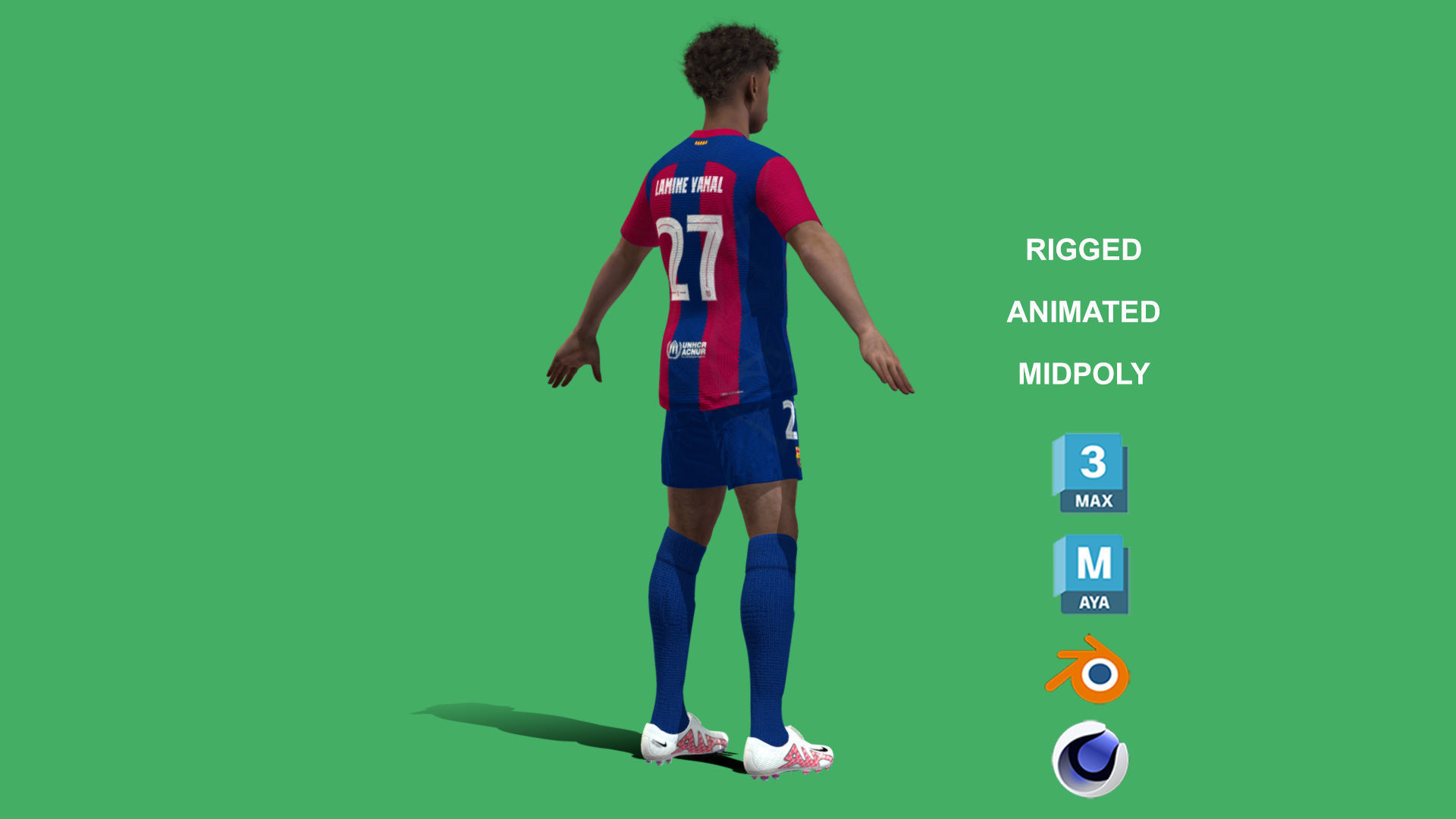 3D Rigged Lamine Yamal Barcelona 2024 3D model_8