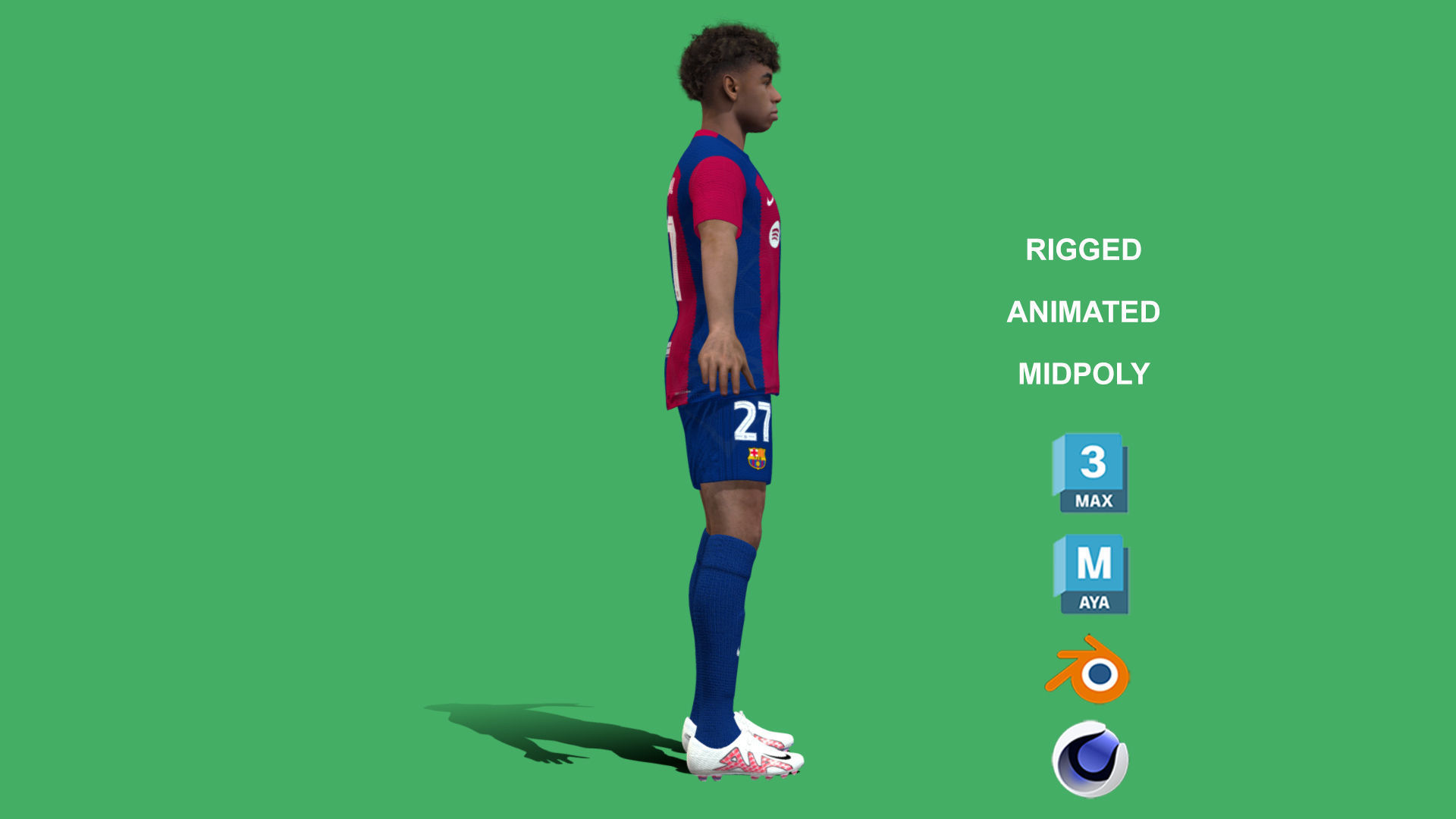 3D Rigged Lamine Yamal Barcelona 2024 3D model_7