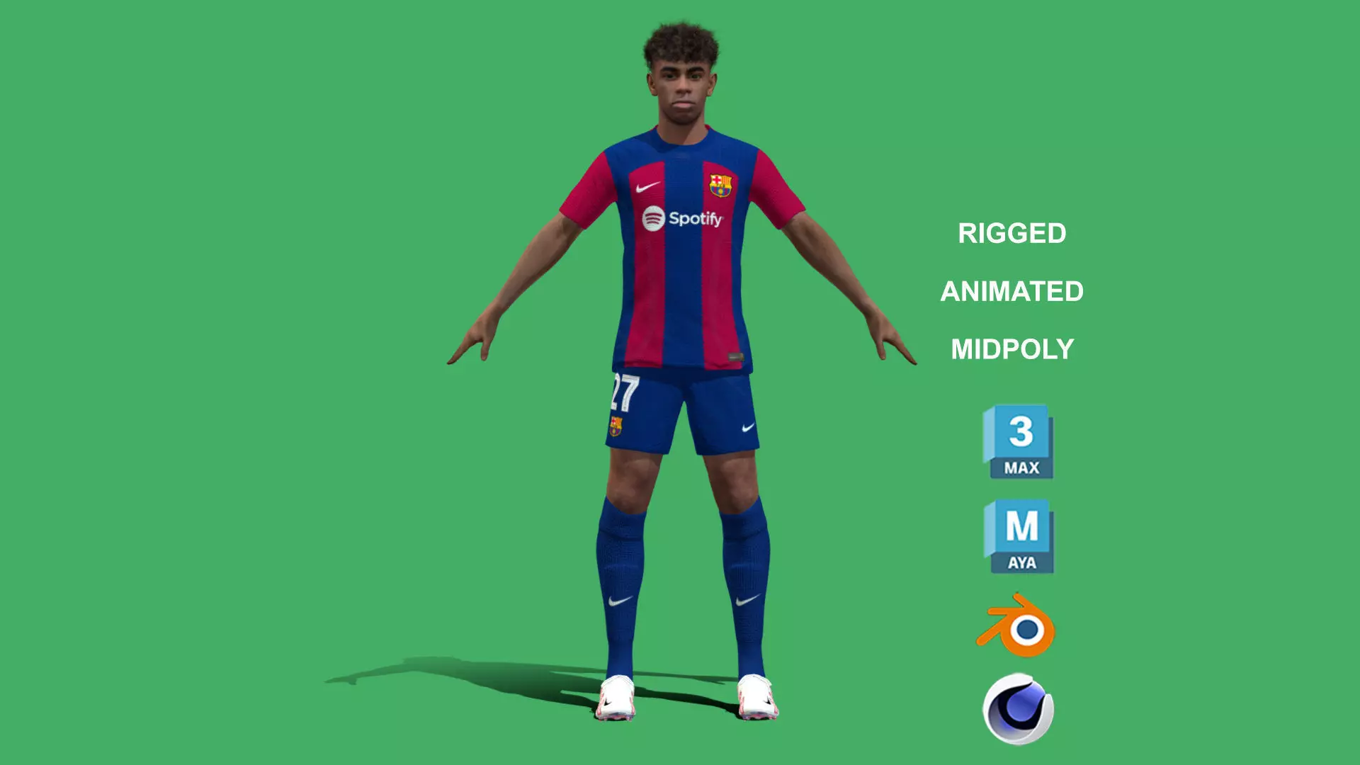 3D Rigged Lamine Yamal Barcelona 2024 3D model_0