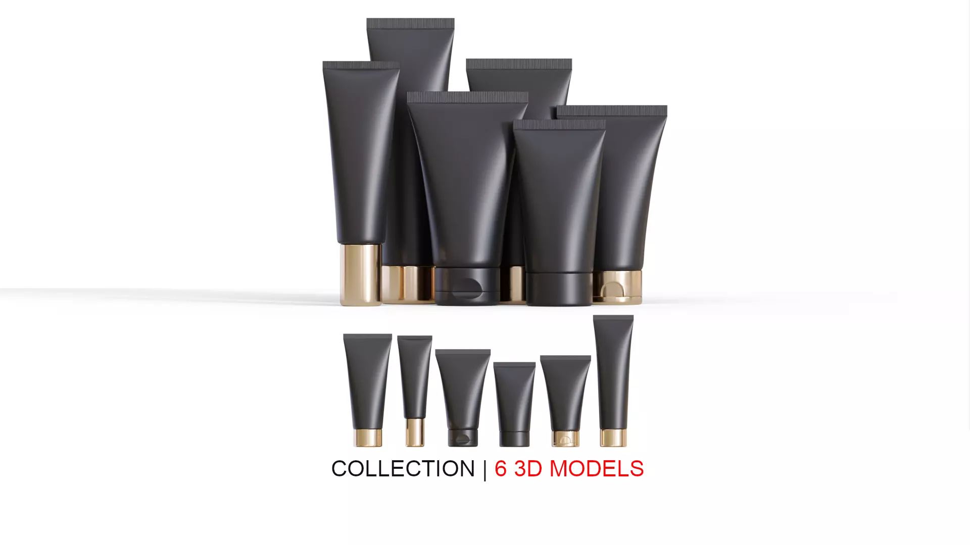 Black Cosmetic Tubes 3D Model Collection_0