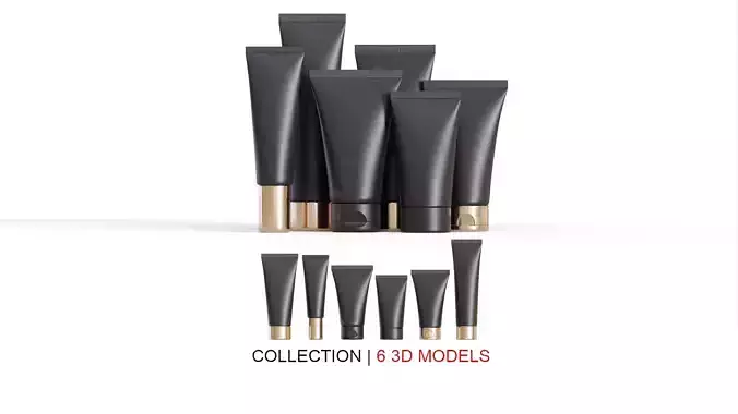 Black Cosmetic Tubes 3D Model Collection