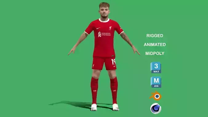 3D Rigged Harvey Elliott Liverpool 2024 3D model