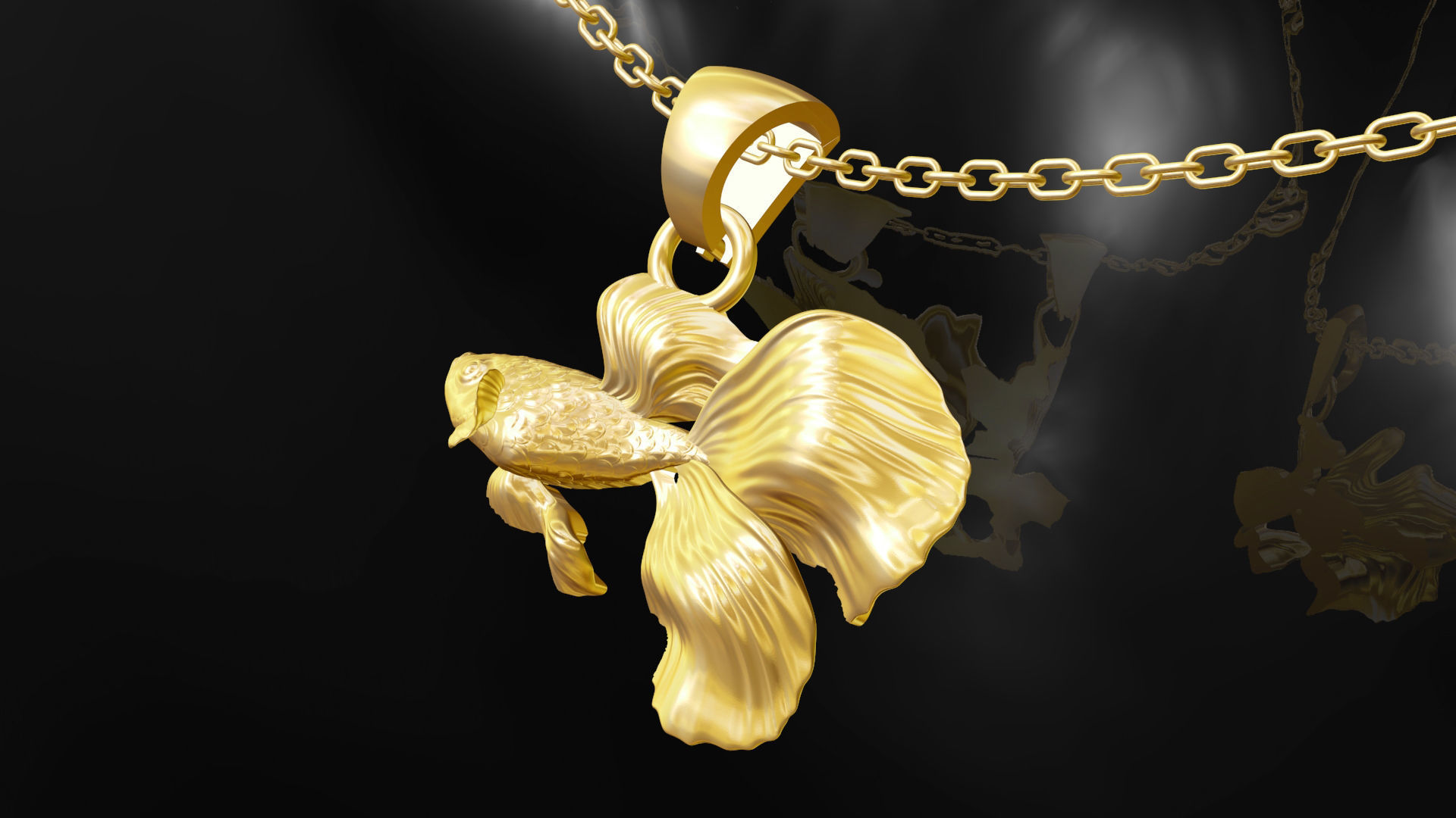 goldfish gold pendant jewelry 3D print model_2