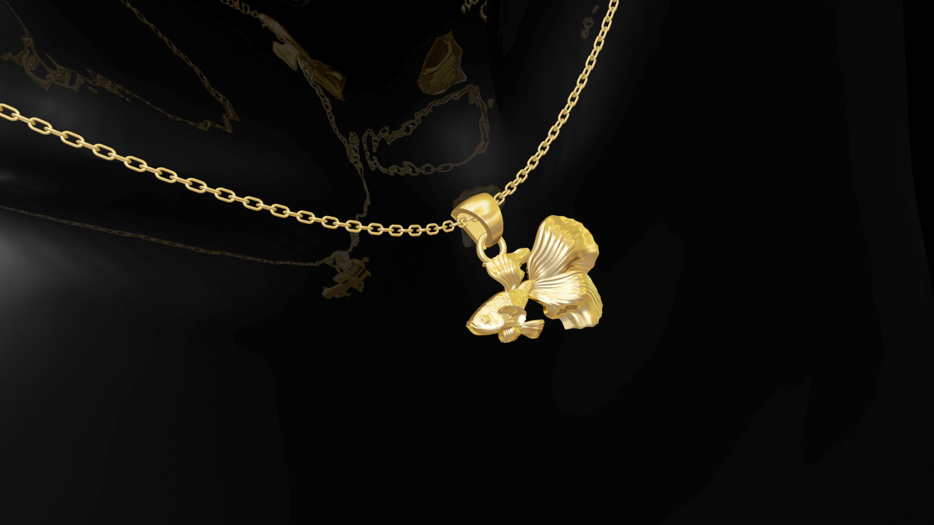 goldfish gold pendant jewelry 3D print model_3