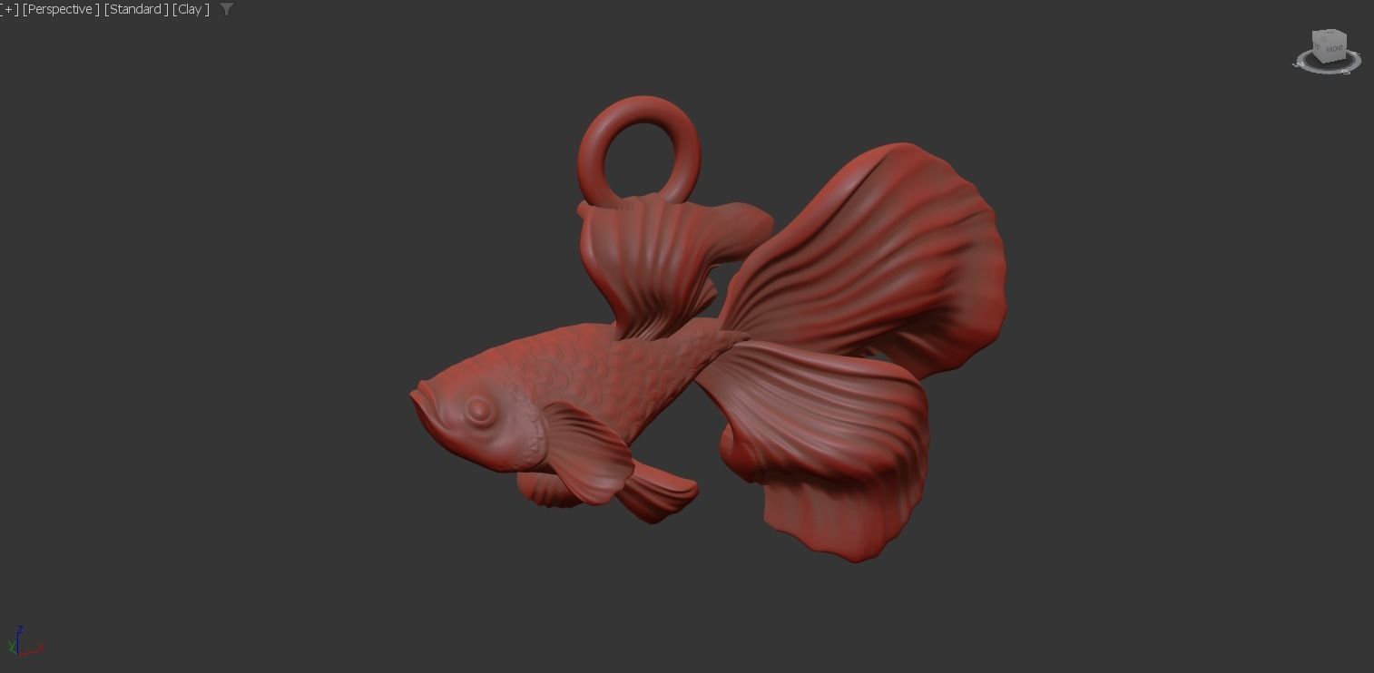 goldfish gold pendant jewelry 3D print model_4