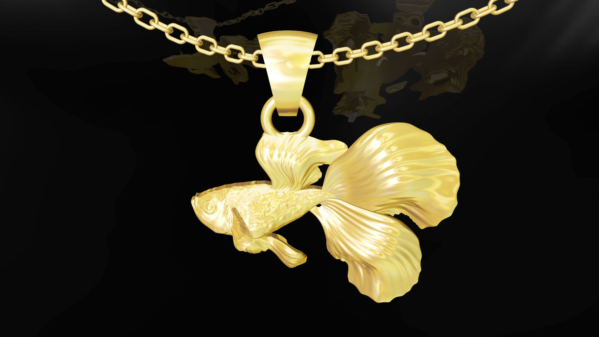 goldfish gold pendant jewelry 3D print model_1