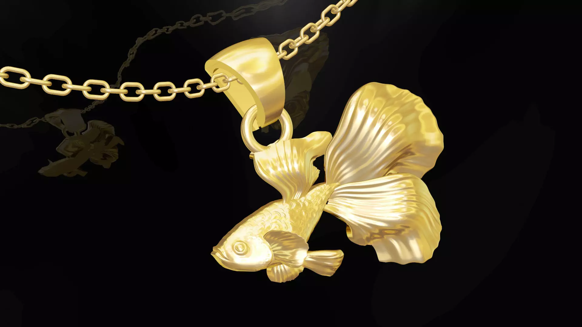 goldfish gold pendant jewelry 3D print model_0