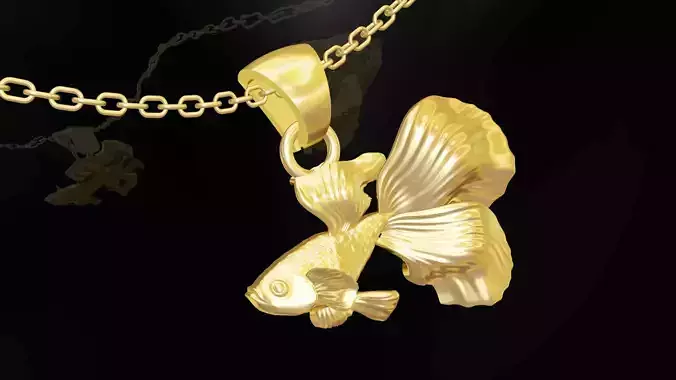 goldfish gold pendant jewelry 3D print model