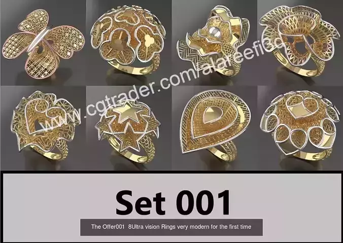  32 Ultra vision Turkish rings 3D Model Collection