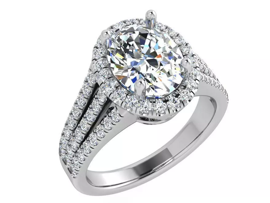 Oval Halo Luxury Ring 3635 3D print model