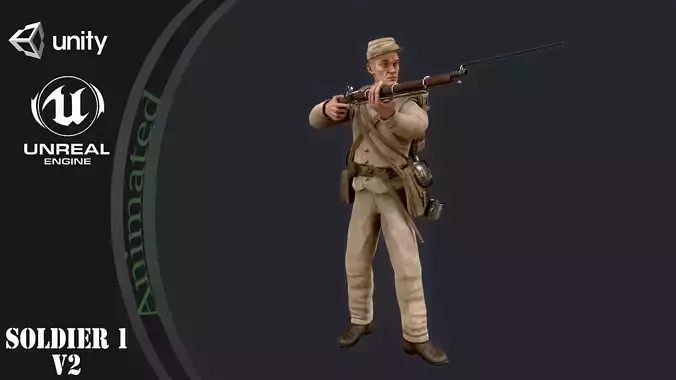 Soldier 1 version 2  Low-poly 3D model